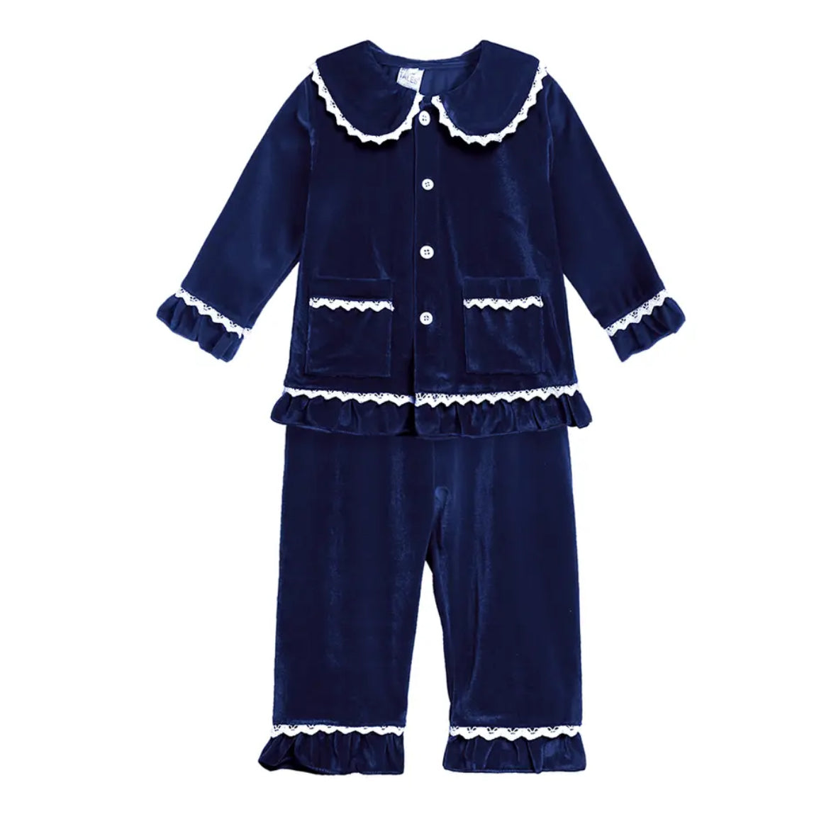 GIRLS VELVET PYJAMAS BLUE (personalised)