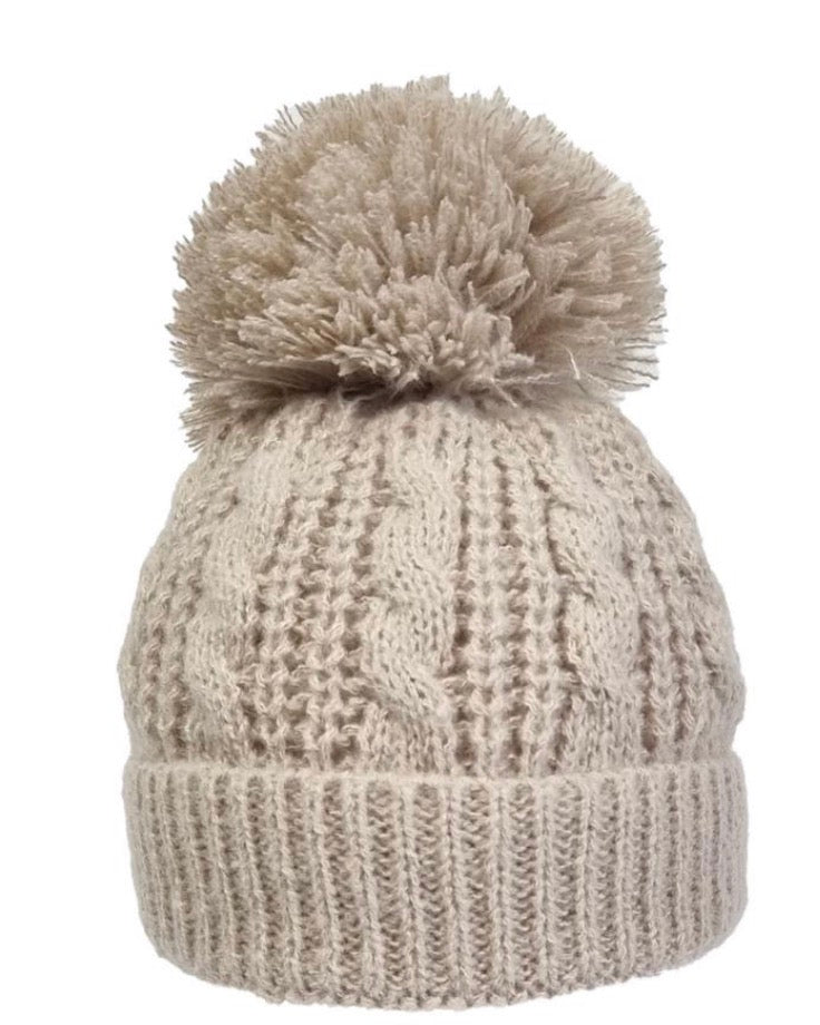 Cable Knit Pompom Hat