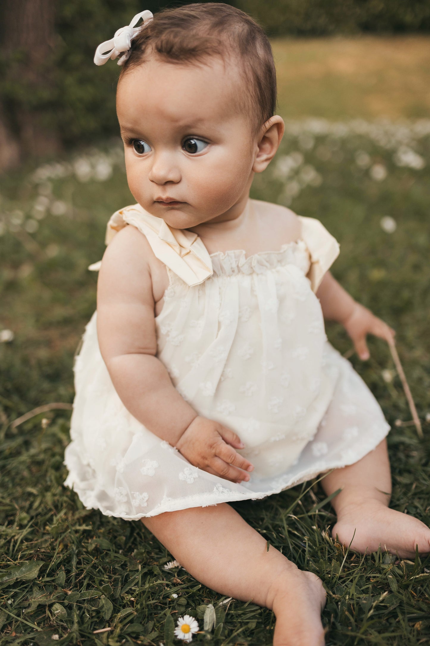 Bow Strap Romper Dress Pastel Yellow