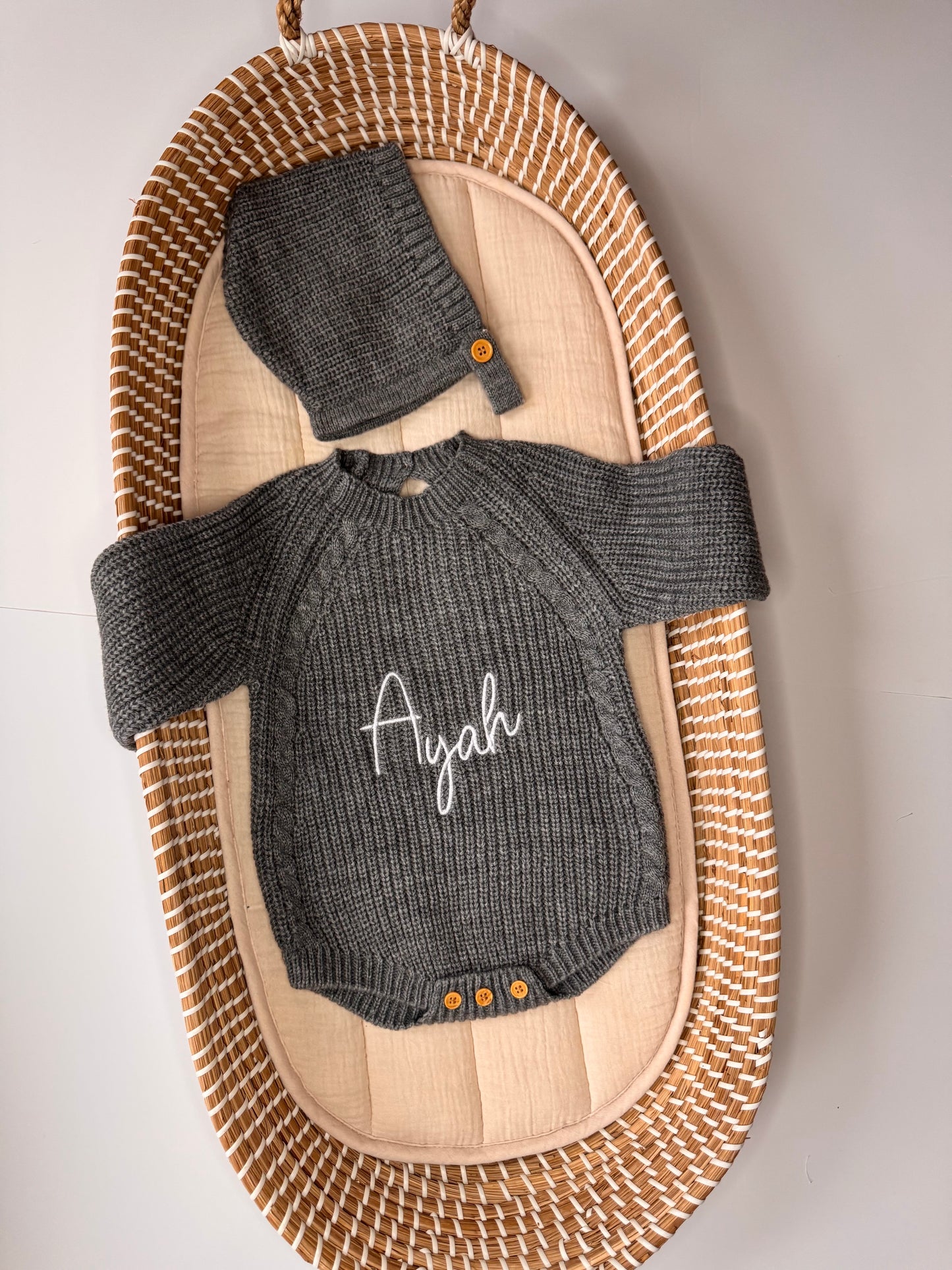 Knit Romper & Bonnet Set