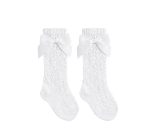 White bow socks