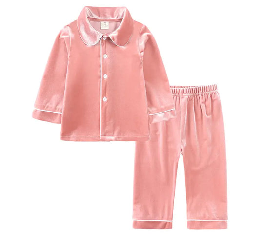 BOYS VELVET PYJAMAS PINK (personalised)