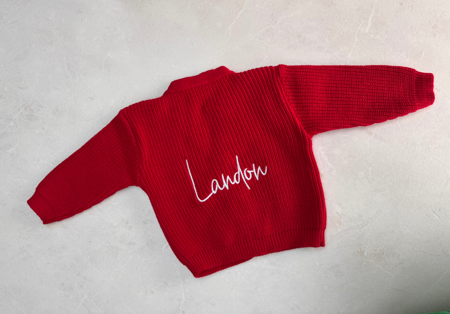 Red Baby Rib Knit Cardigan