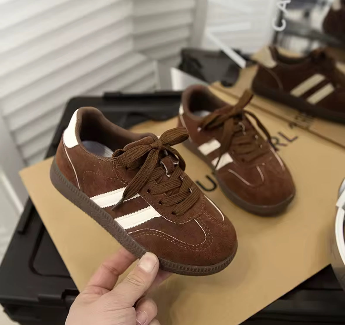 Two Stripe Slip On Trainers