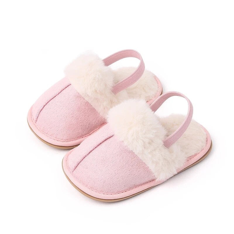 Pink fur slippers