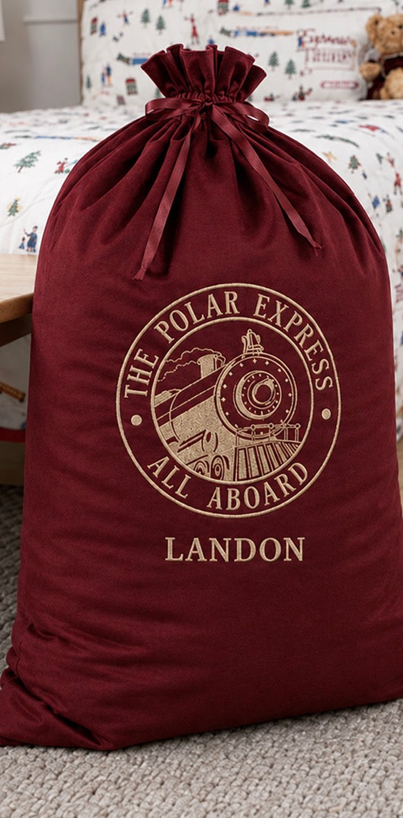 Personalised Polar Express Large Sack Burgandy