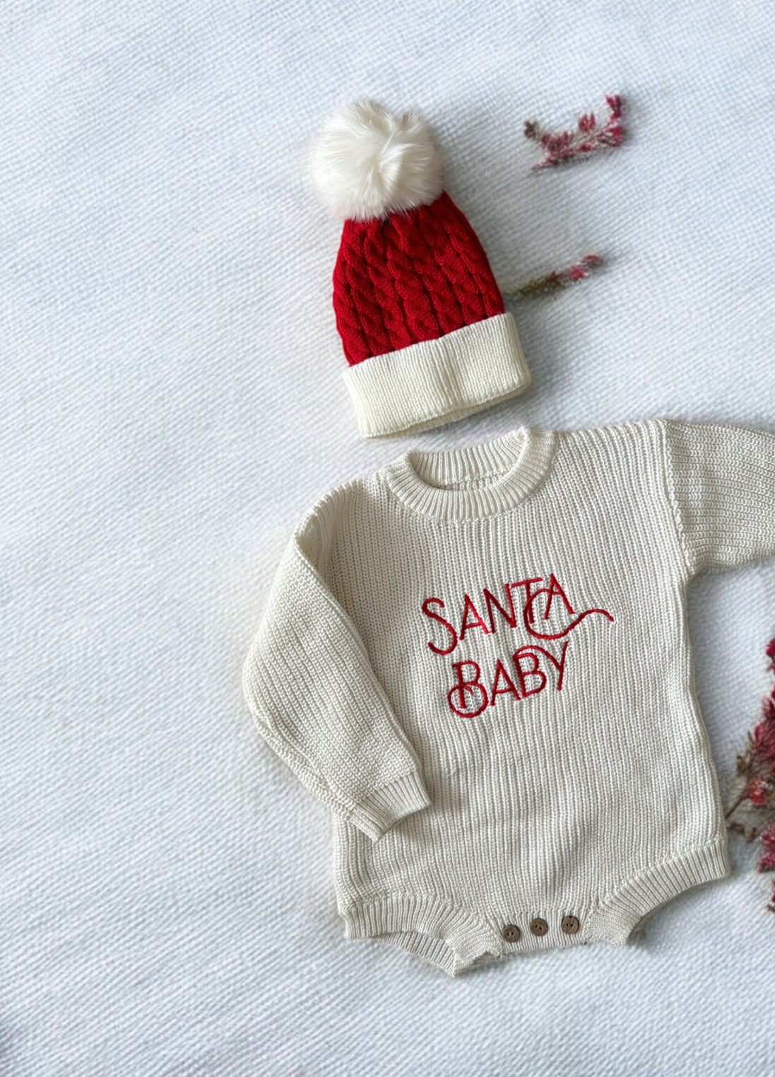 SANTA BABY KNIT ROMPER