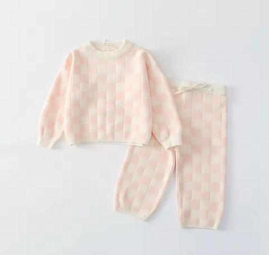 Checkered Co Ord Set Pink