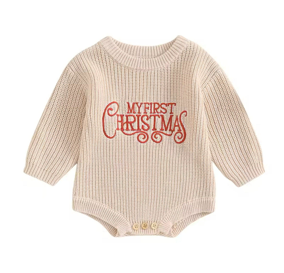 FIRST CHRISTMAS KNIT ROMPER