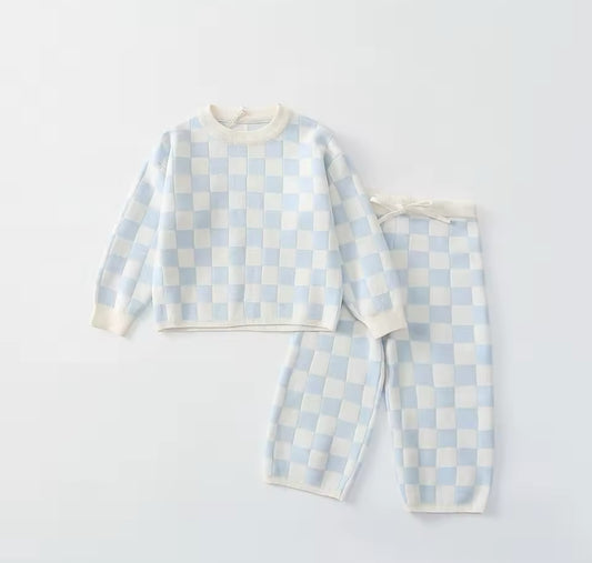 Checkered Co Ord Set Blue