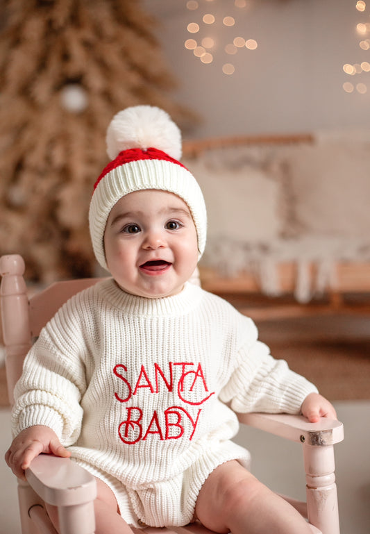 SANTA BABY KNIT ROMPER