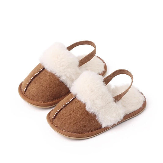WARM BROWN FUR SLIPPERS