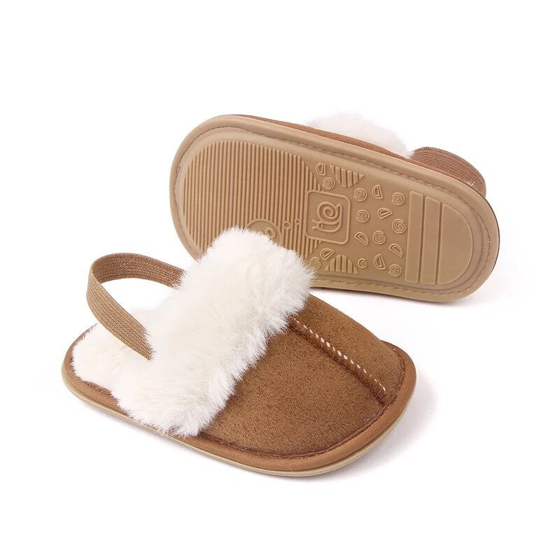 WARM BROWN FUR SLIPPERS