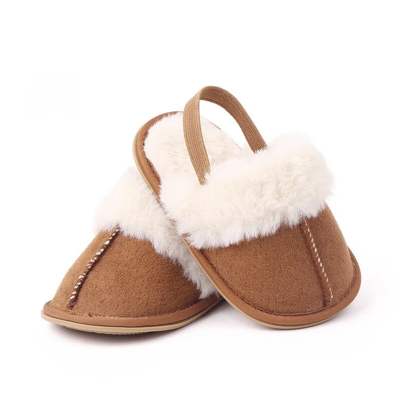 WARM BROWN FUR SLIPPERS
