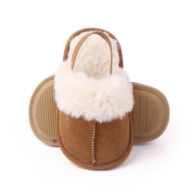 WARM BROWN FUR SLIPPERS