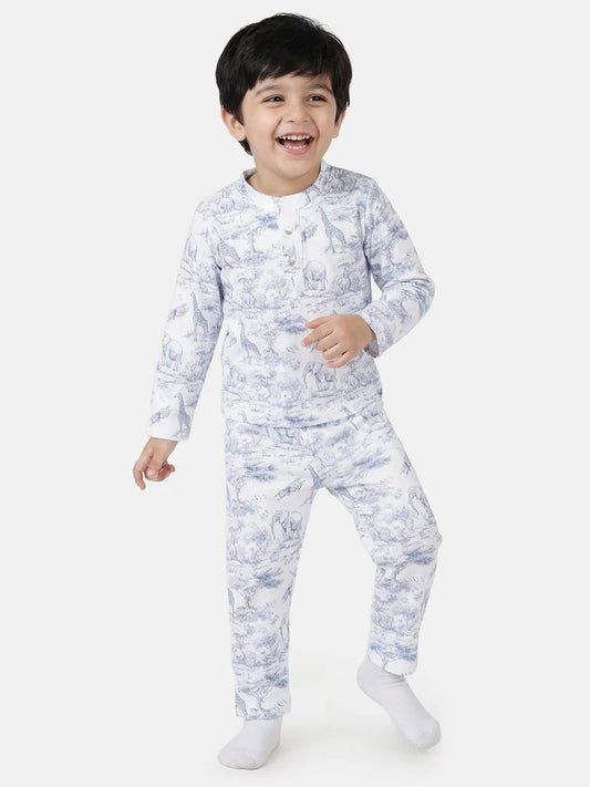 Blue safari print matching set